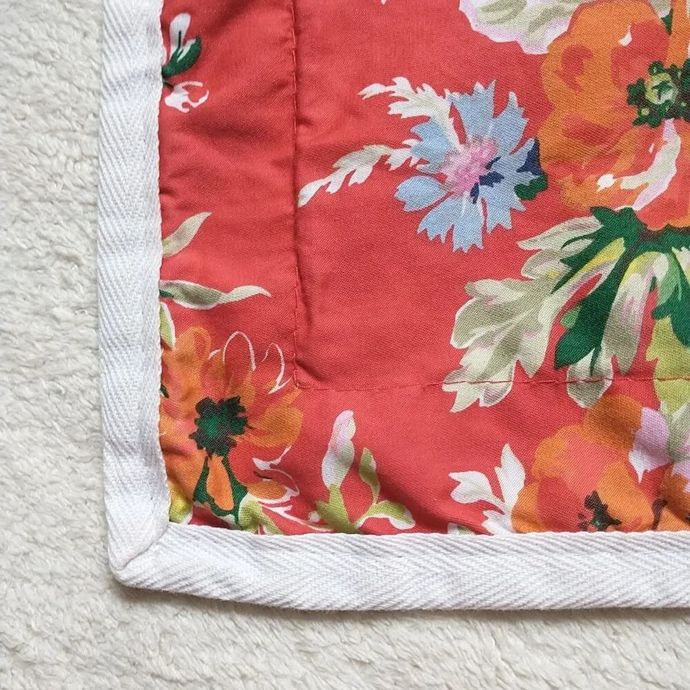 Vtg Ralph Lauren Belle Harbor Sham Red Floral Cotton Standard Size 1x